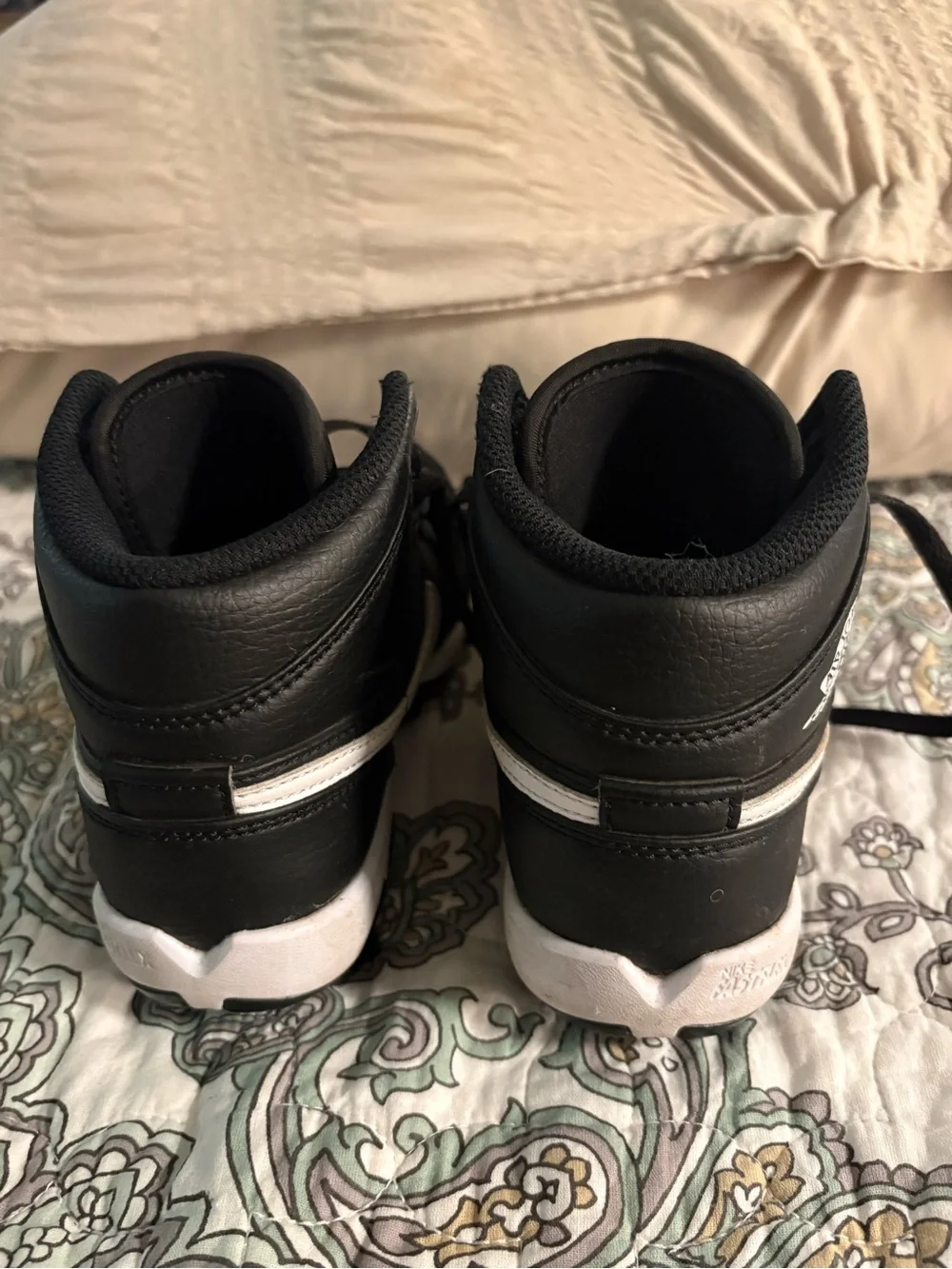 Jordan Kids Black and White High-Top Cleats 3.5Y